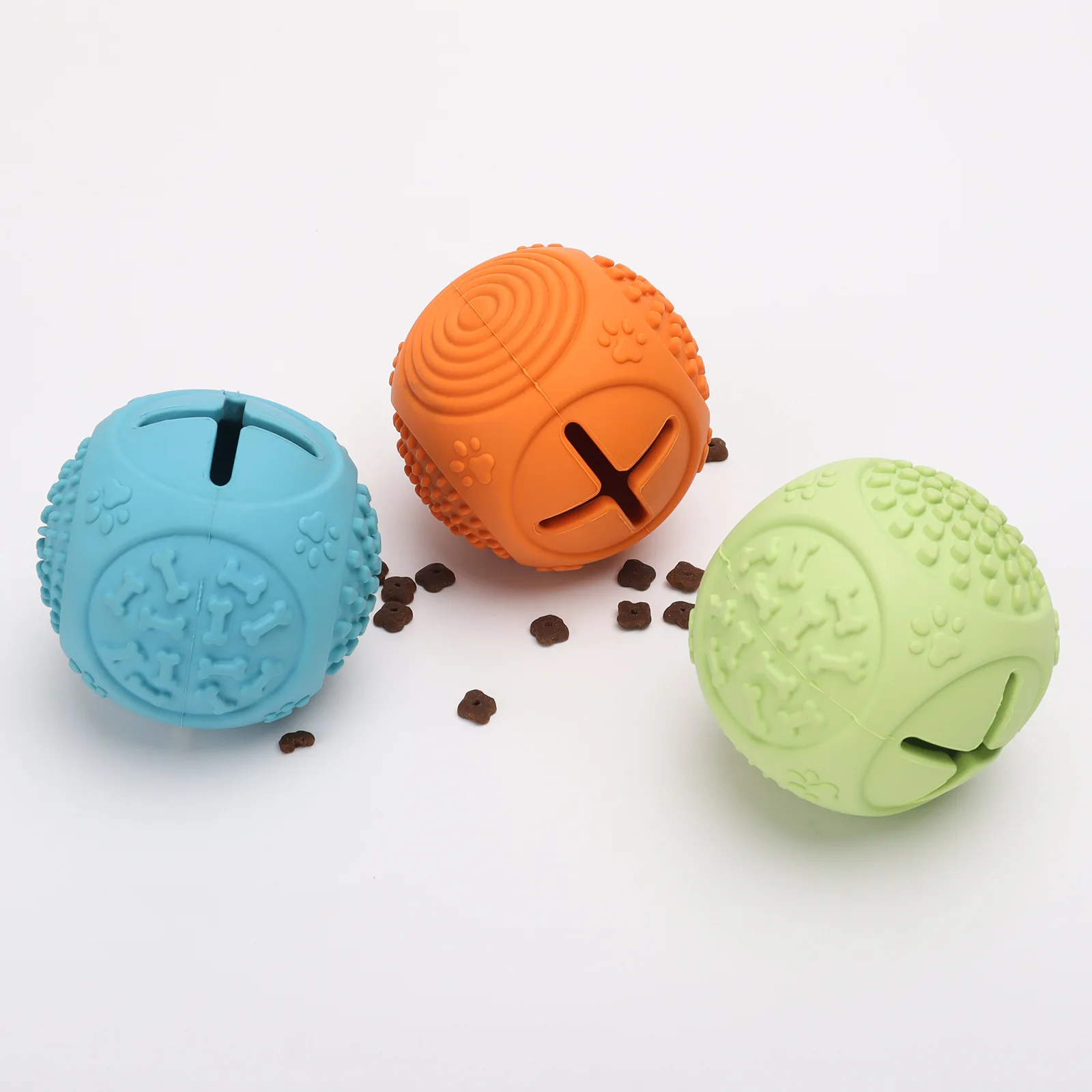 Pet Dog Toys Latex Dog Tough Chew Toys Tooth Cleaning Treat Ball Interactive Funny Dog TPR Rubber Ball Toy