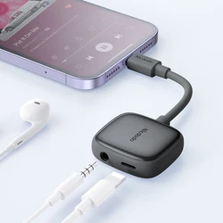 2 in 1 Lighting Headphone Adapter to 3.5mm + 2.4A Fast Charging DAC Music Calling Wired Control Headphone Aux to Lighting Cable