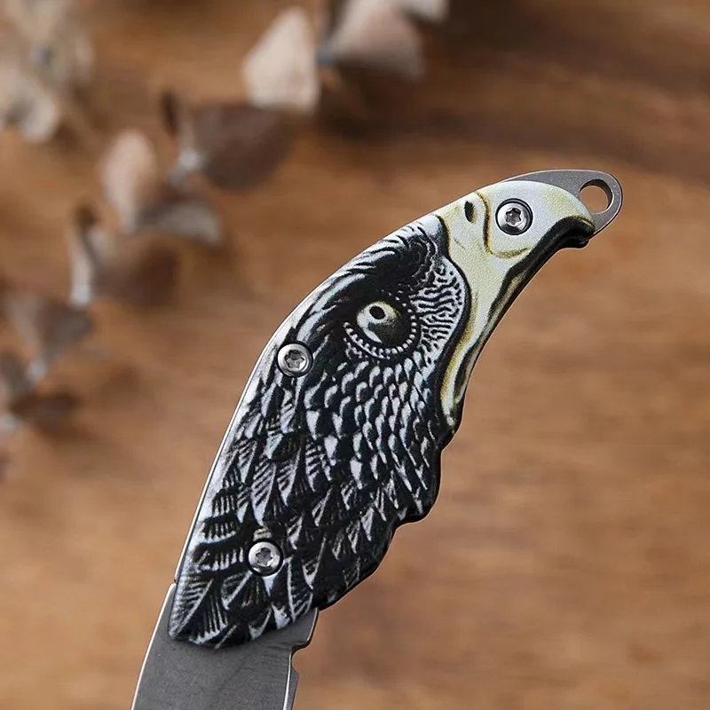 Easy Carry Small Size Folding EDC Keychain Knife Outdoor Survival Hunting 3D Eagle Stainless Steel Hiking Rescue Tool
