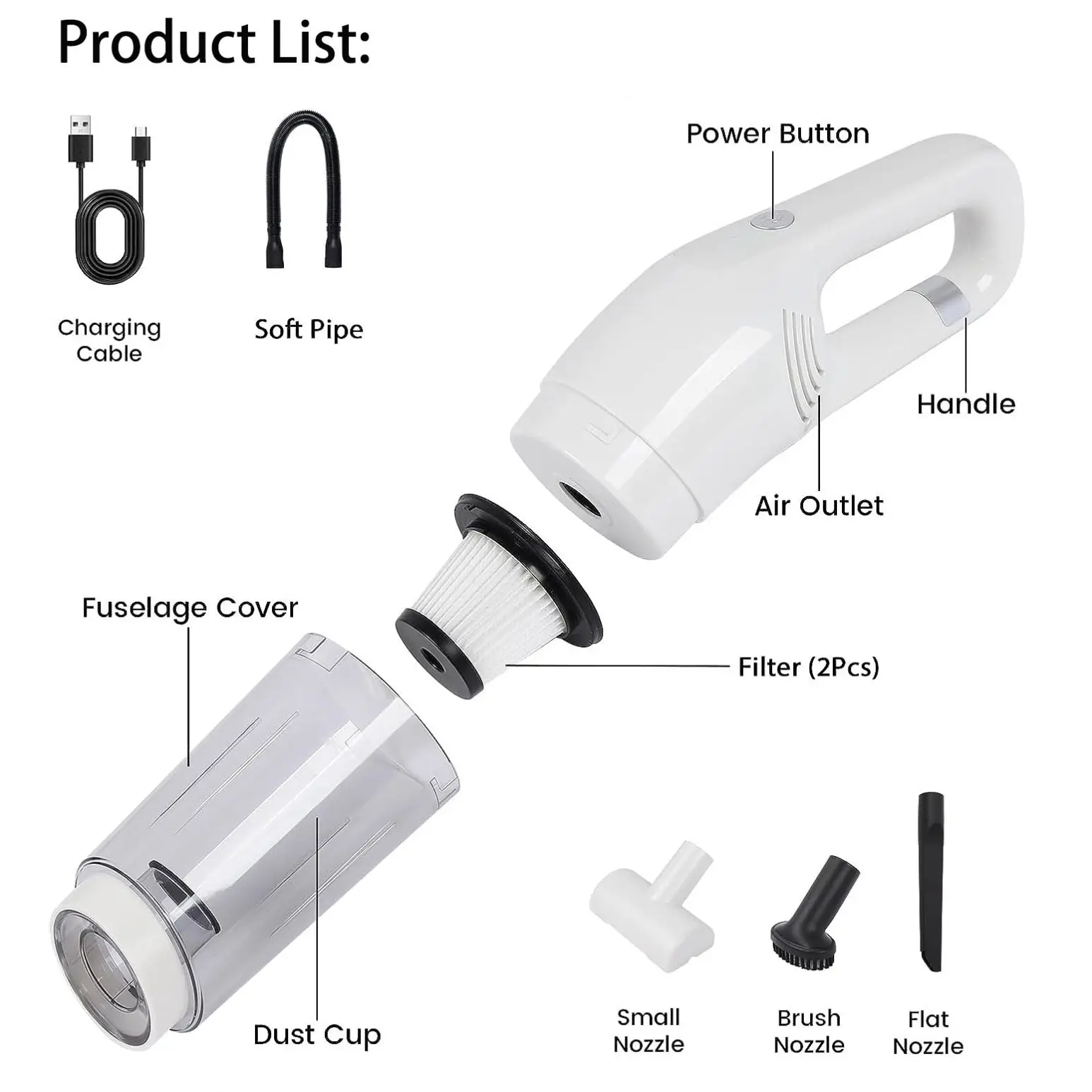 High Power Portable Dry and Wet Use Car Vacuum Cleaner Wired Hand Mini 12V Car Vacuum cleaner for car cleaning