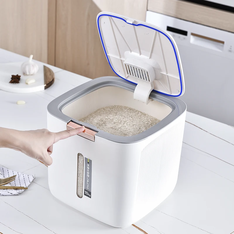 Kworld Customizable 10kg Plastic Rectangular Rice Storage Bucket Silo Grain Storage Silos for Food Grain Preservation