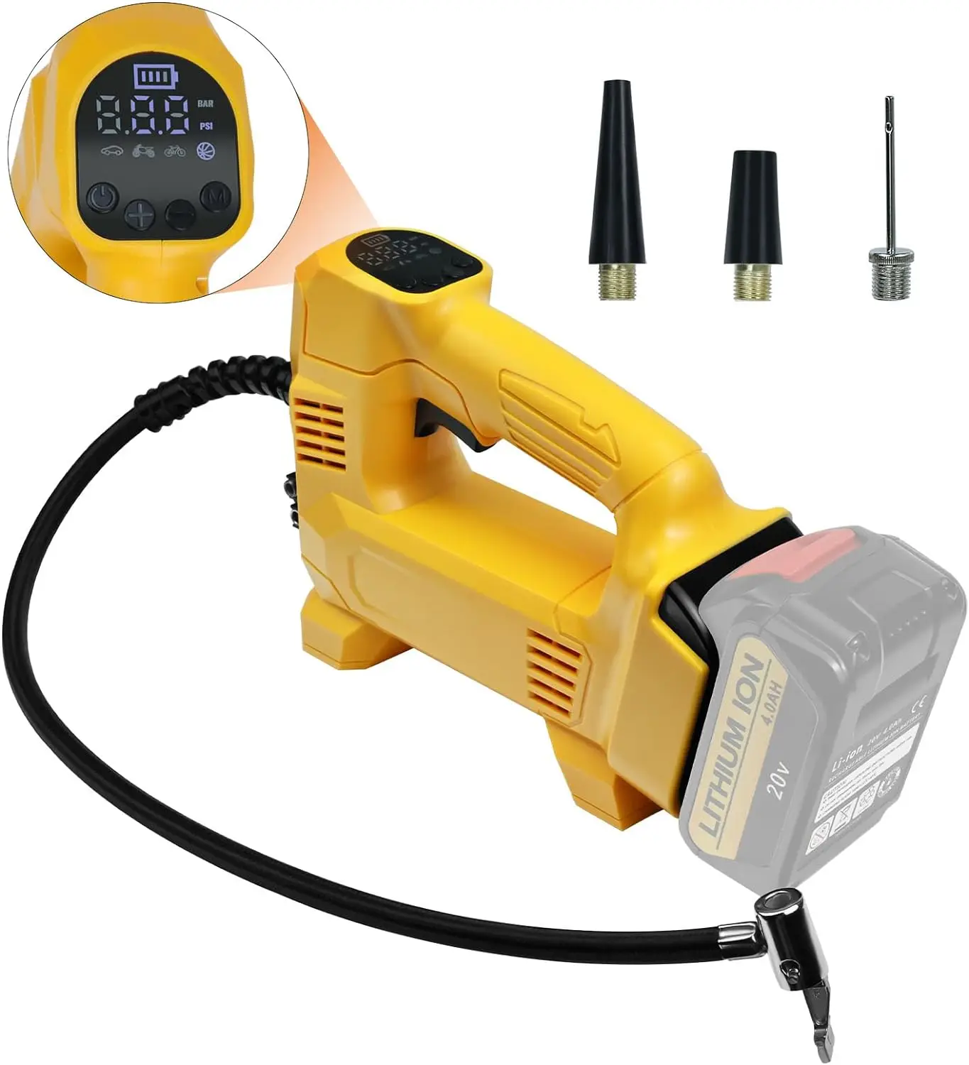 Tire Inflator suit for DEWALT 20V MAX Battery,Portable Air Compressor Auto Tire Pump with Digital Pressure Gauge 150PSI