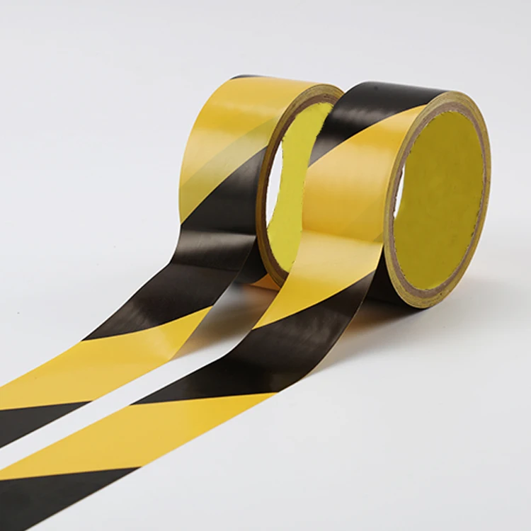 Factory High Quality Black and Yellow PVC Tape Safety Warning and Floor Marking Adhesive Tape