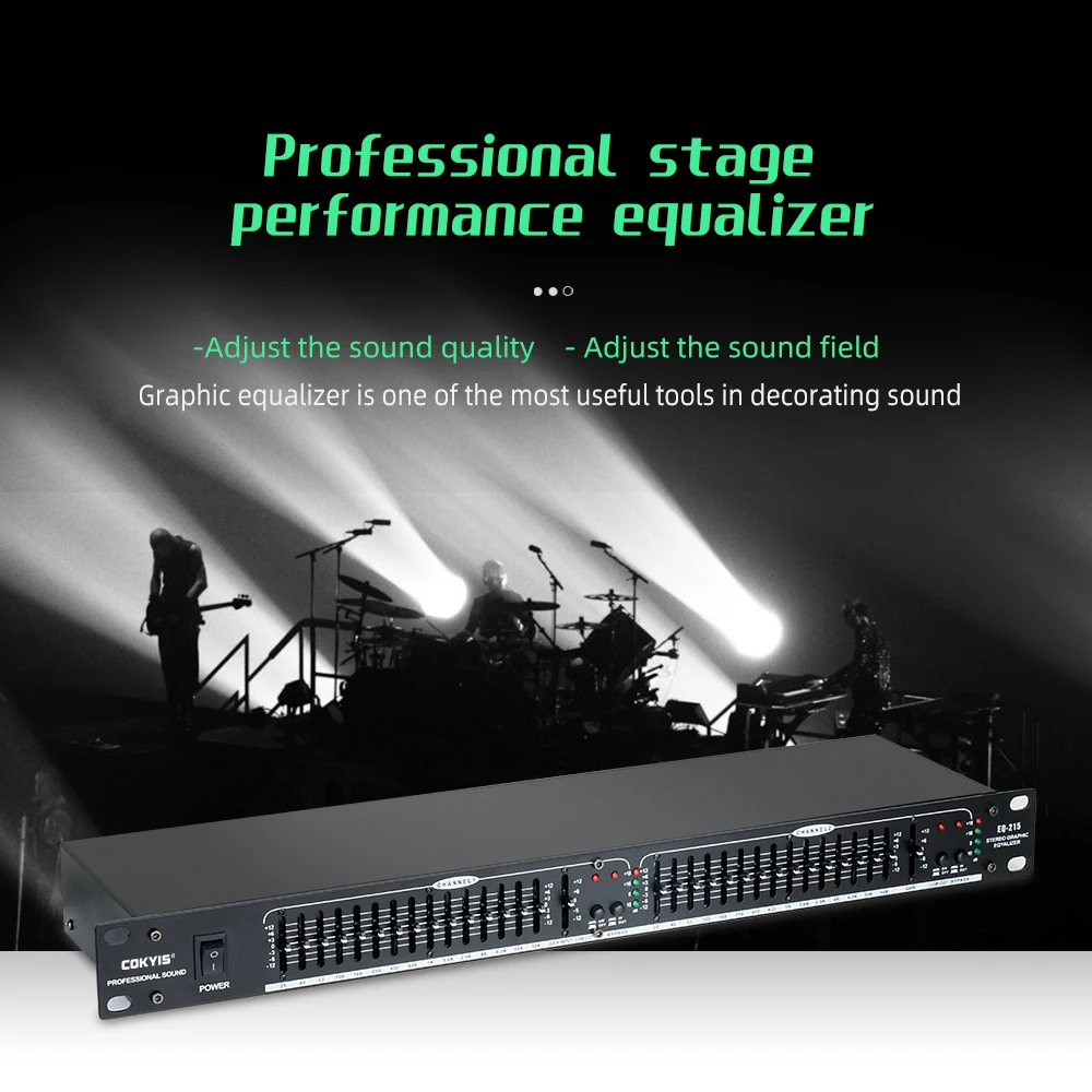 COKYIS Professional EQ-215 Audio Equalizer Dual Channel 15 Band Equalizer EQ Power for dj equipment professional sound