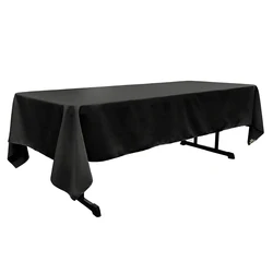 Square 6 ft Table cloth Black Rectangle Custom Table Cloth With Logo Polyester Fabric Tablecloth Wrinkle Resistant For Party