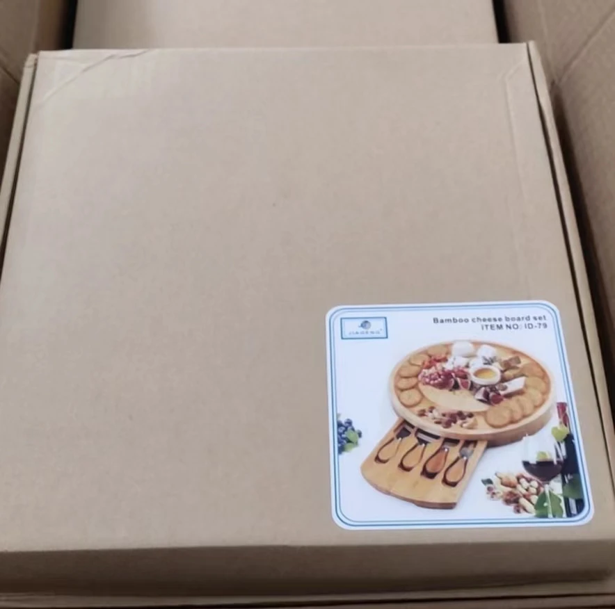 High Quality Bamboo Cheese cutting board   board with drawers serving platter cutlery server knife set