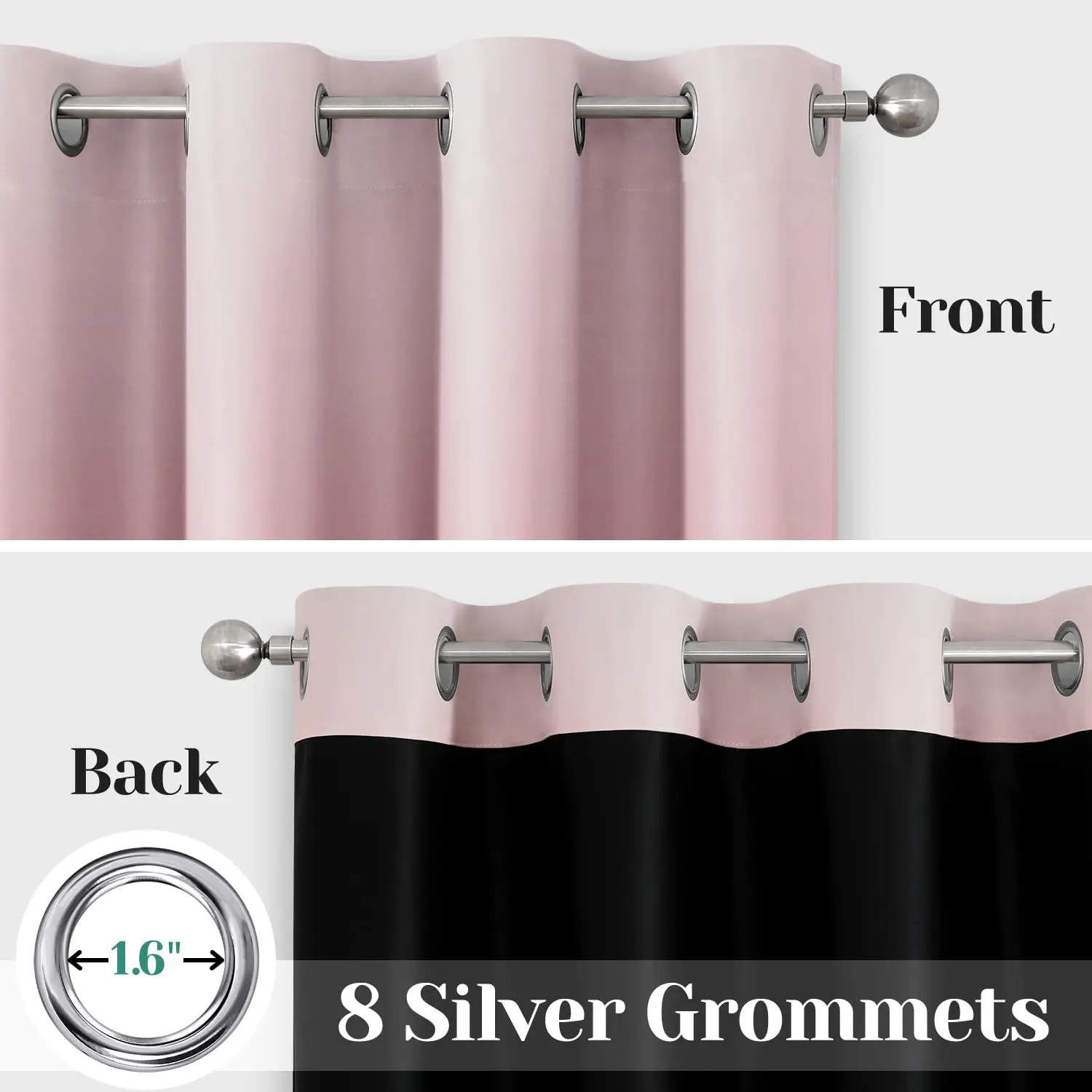 100% Polyester Navy Blue Ombre Blackout Curtains, 52 X 84 Inches Long Grommet Gradient Drapes/