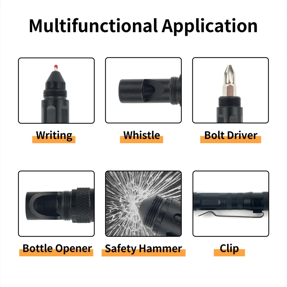 Multi-functional tactical pen Self Defense Tactical Pen Survival Rescue Pen Aviation Aluminum with Glass Breaker