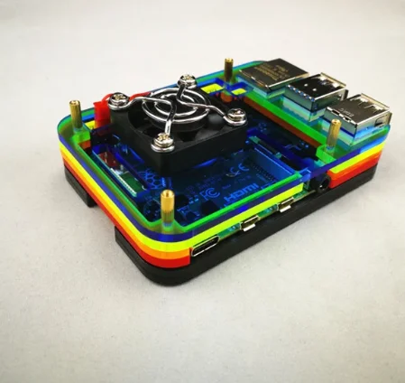
Raspberry Pi 4 Model B Case with Cooling Fan Mount Rainbow Color 