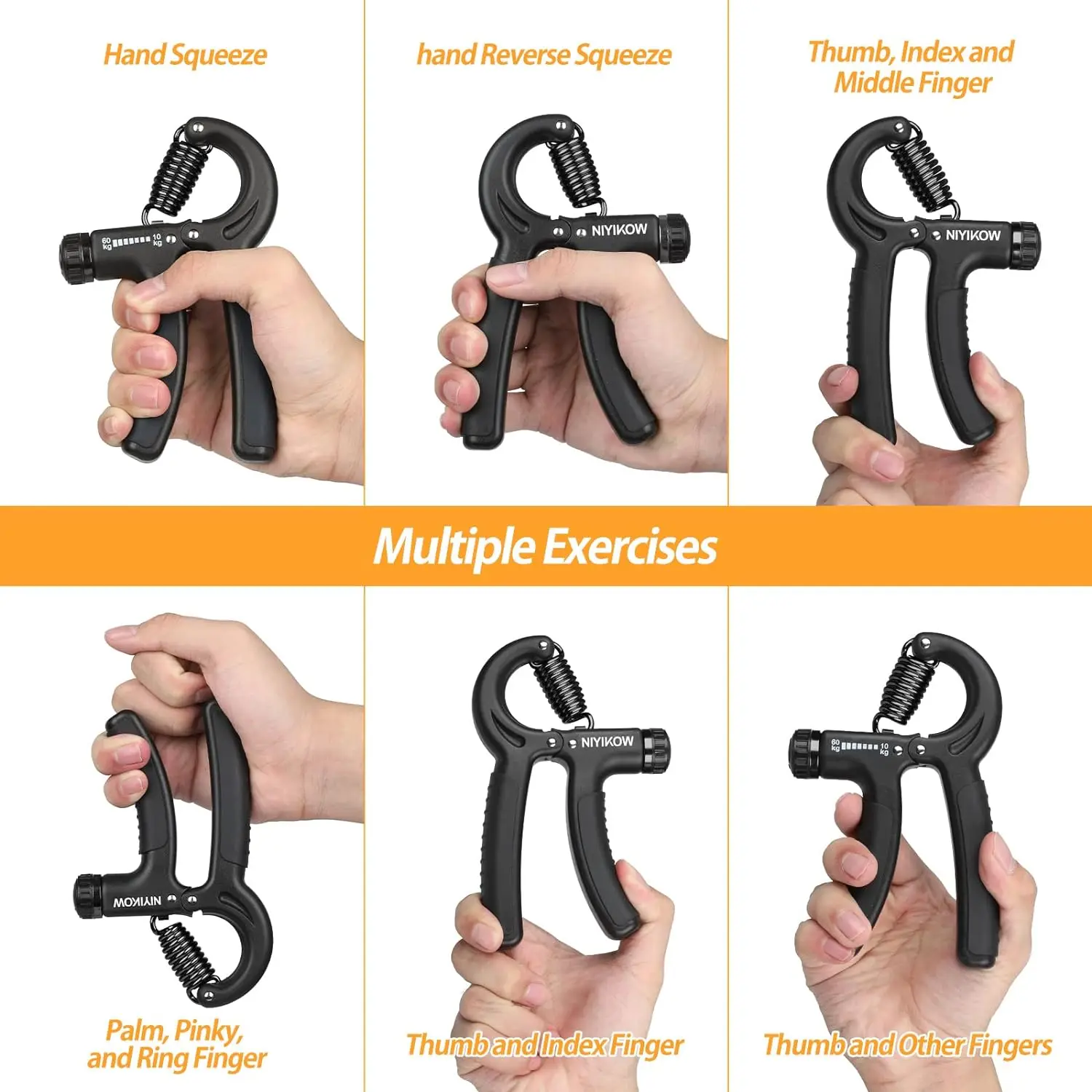 High Quality Fitness Gripper Exercise Custom LOGO Strength Hand Gripper with Thick Spring