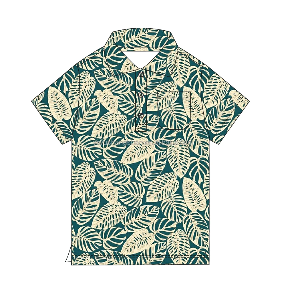 Customized OEM Men Short Sleeve Hawaiian Shirts Rayon Material Adult Custom Summer Tropical printing Men Aloha Shirts