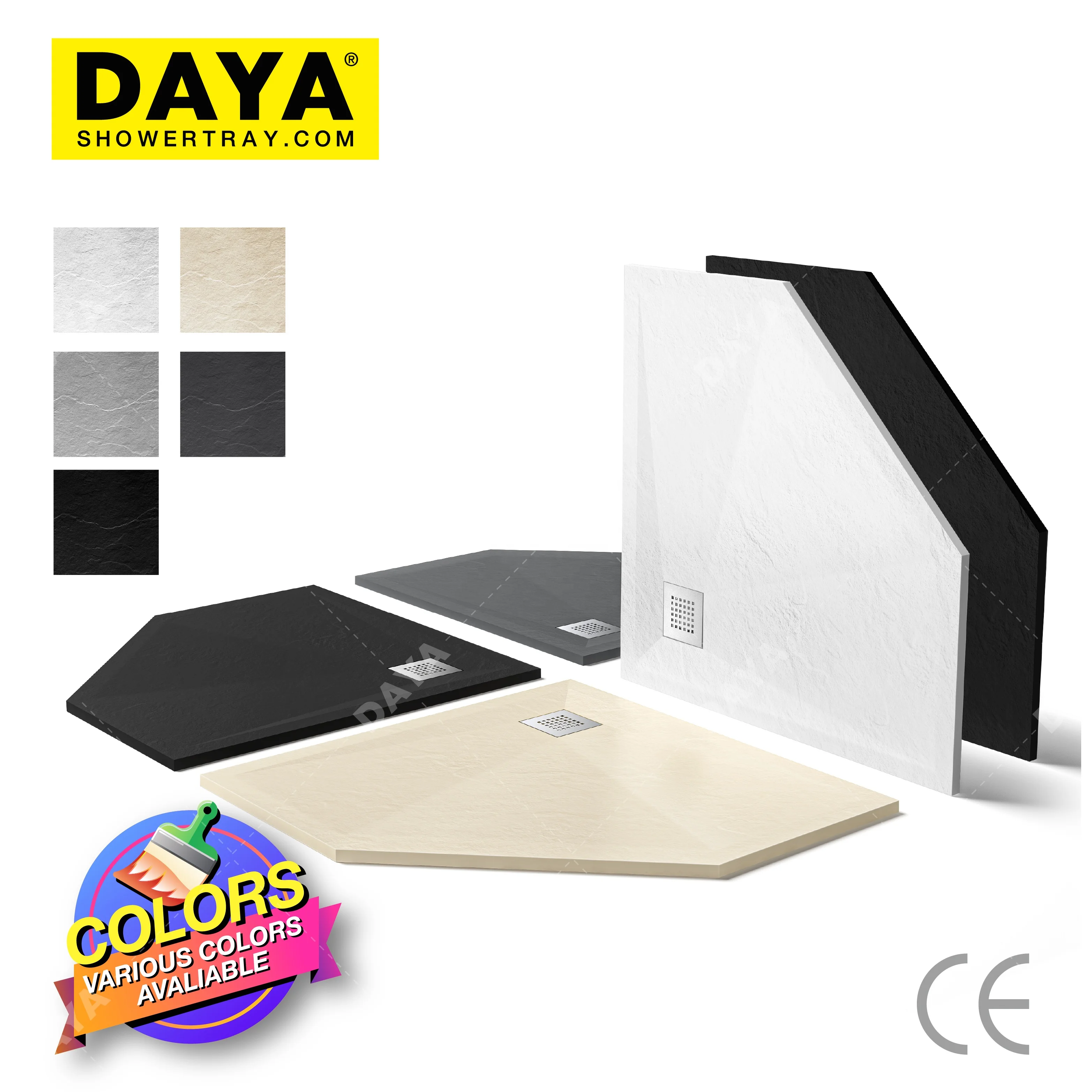 Pure white bianco slate stone resin fiberglass shower room piatto doccia shower tray