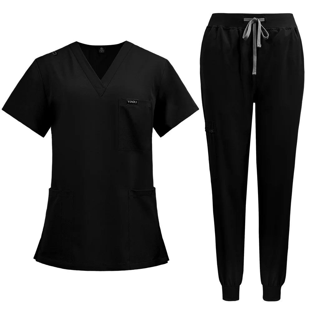 New style working uniform elastic custom logo hospital uniforms scrubs unisex medical lab coats medical scrubs uniform set