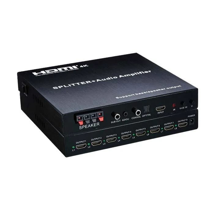 1x8 оптический разветвитель с аудио усилителем поддержка 3D 4 К hdmi 1