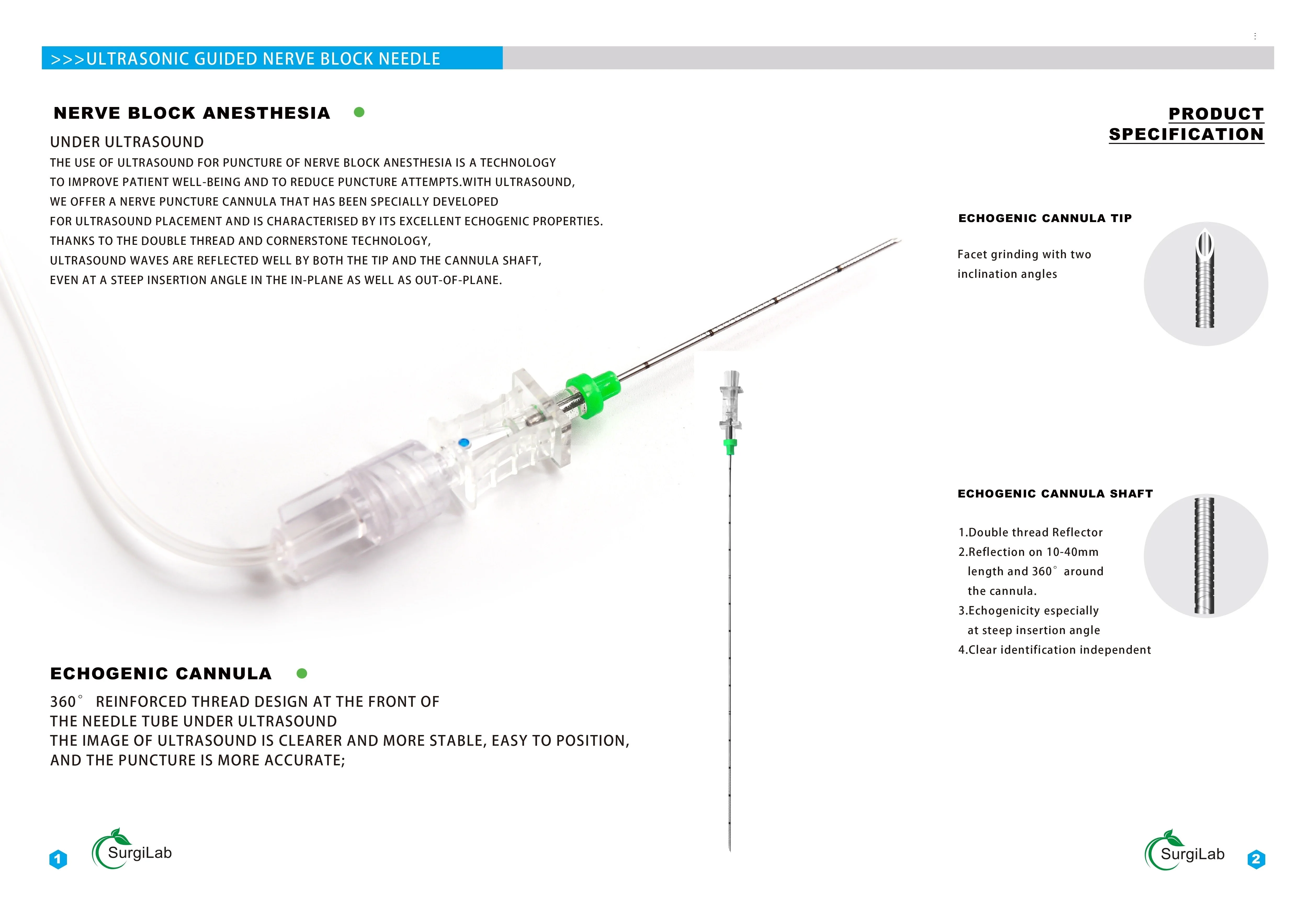 
introducer cannula, ultrasound nerve block needle, echo nerve block cannula 
