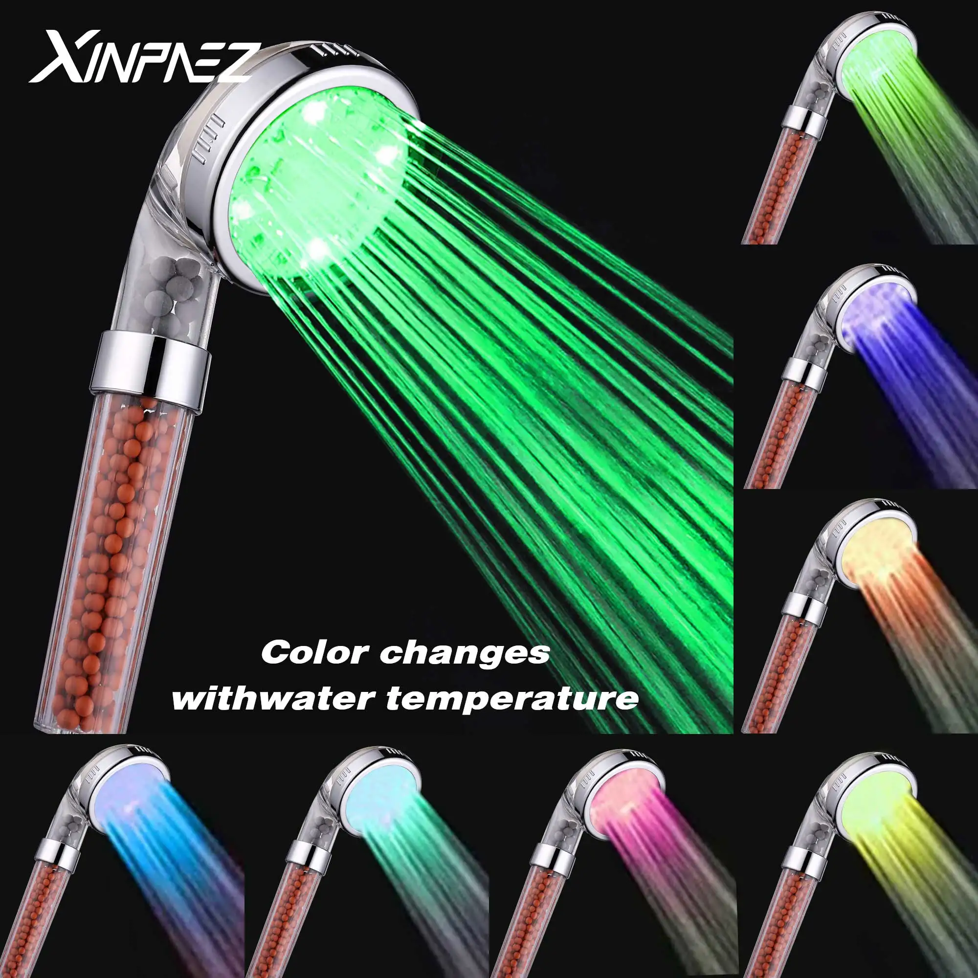 High Pressure LED Rainfall Handheld Shower Head With Filter And Water Saving Head Shower For Bathroom