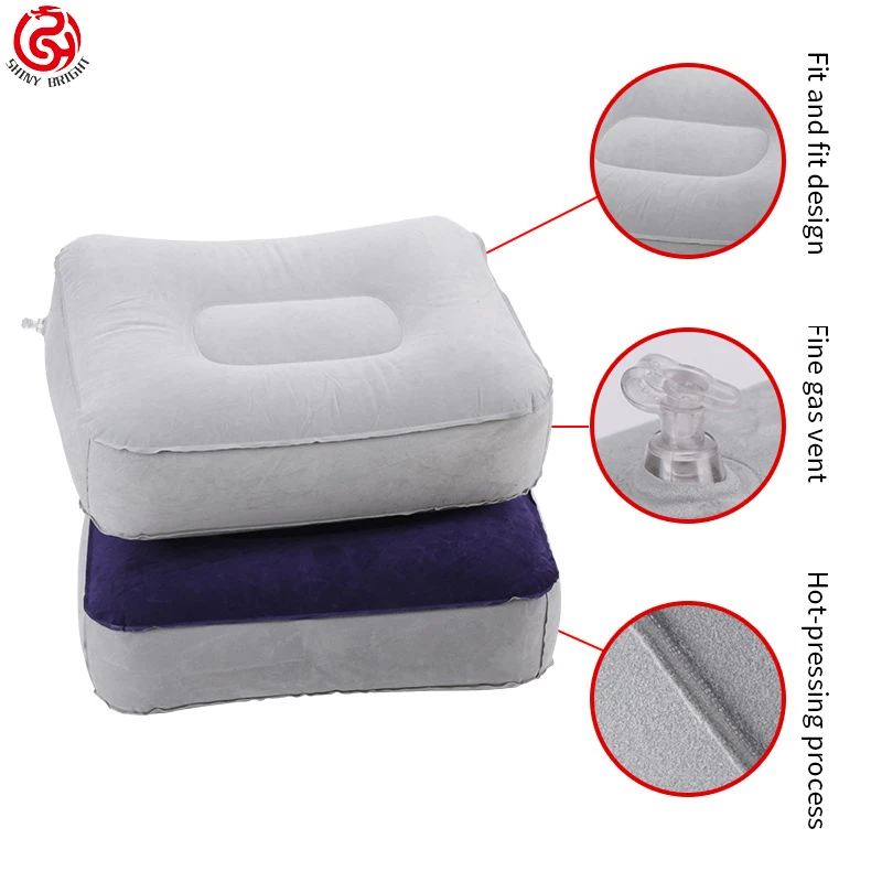 flocking inflatable Footstool Stool Portable inflatable folding footpad inflatable travel foot rest pillow for flying