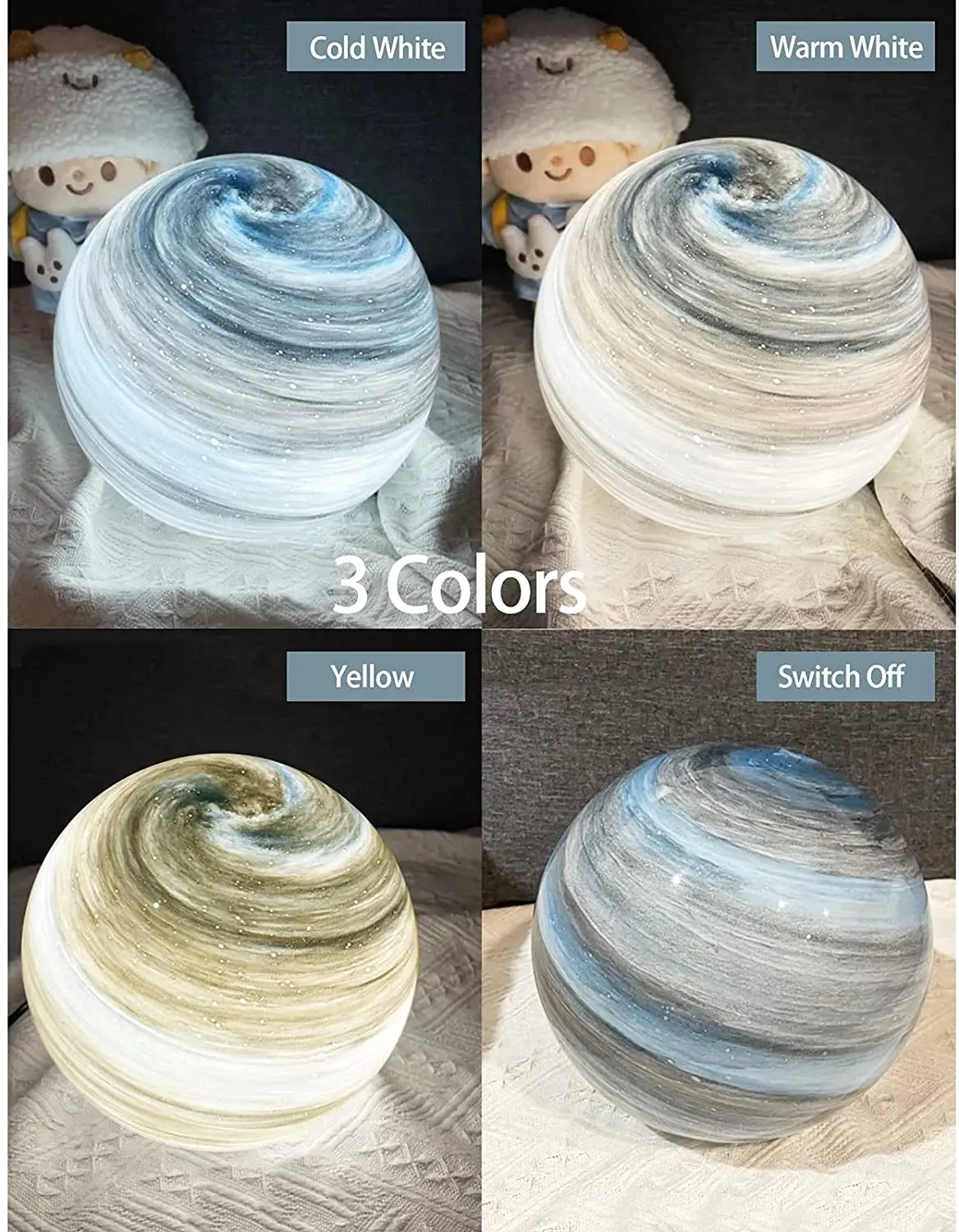 Kids Gift Handmade Glass Planet Milky Way Lamp Night Light Moon for Home Decor