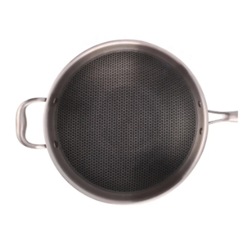 Multifunctional TRI-PLY Stainless Steel Design 32cm Non-Stick Pan Honey Comb Frying Pan