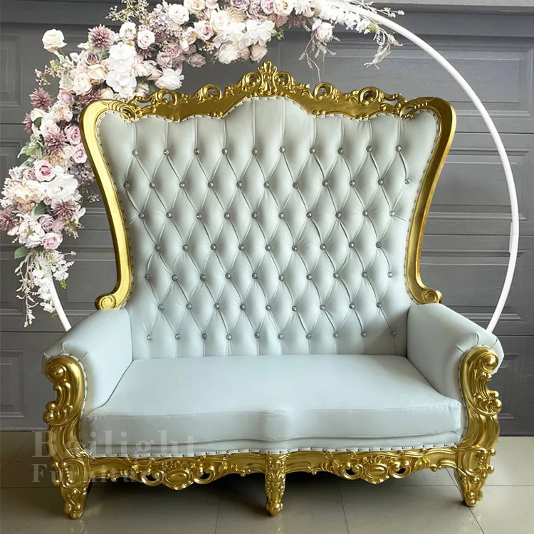 Bailight double loveseat wed throne chair for bride and groom, maharaja two seater king an queen chairs throne sofa set