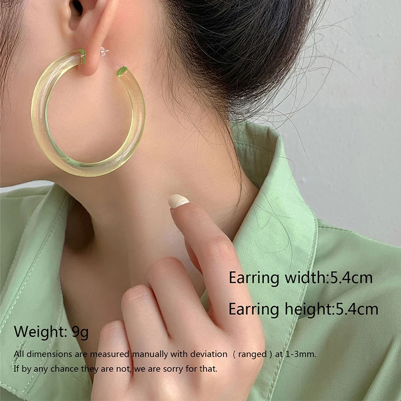 New Arrival Exaggerated Earrings Acrylic Resin Earrings Creative C-shaped Clear Hoop Earrings for Women Girls