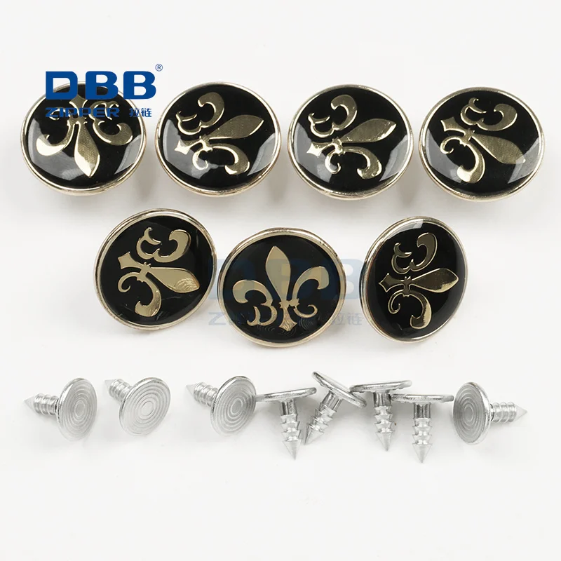 printed fashionable shiny customized type brass Jeans button with logo for Garment