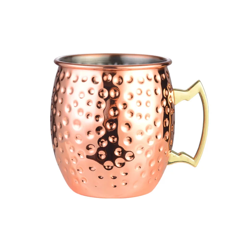 Walcold Hot Sell Stainless Steel 16oz Moscow 100% Solid Plated Drinking Hammered Cup Coffee Beer Mule Copper Mug