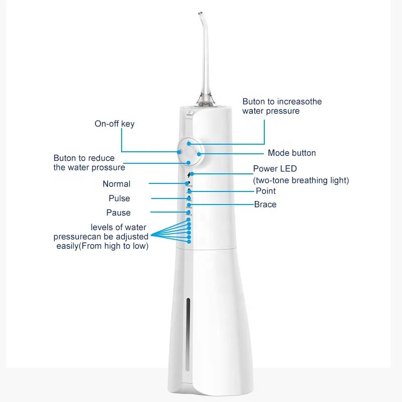 water flosser oral irrigator water teeth pick clean grey led ipx7 dental cleaner faucet dental water flosser for kids