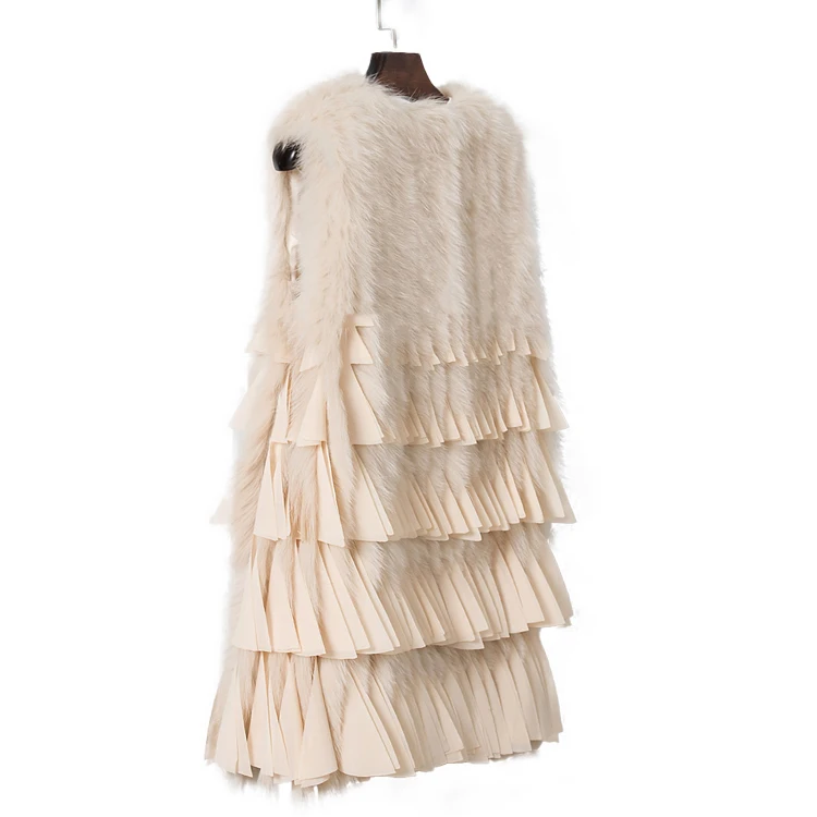 
fashion style winter warm long fur vest women casual Gilet Ladies goose down fox fur vest 