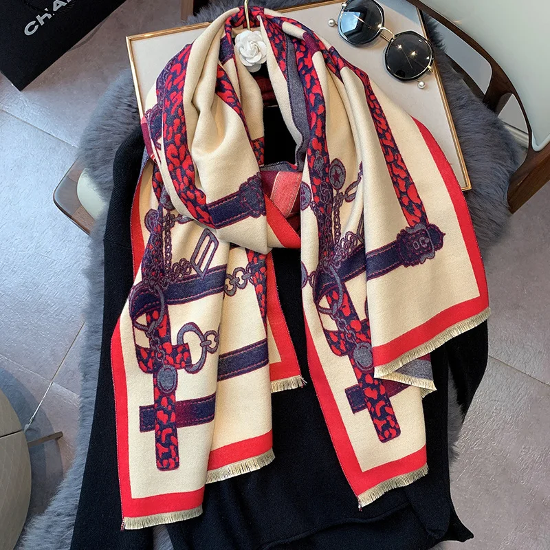 2022  Latest Female Scarf Fashion Print Women Shawl Custom Winter Long Cashmere Scarf