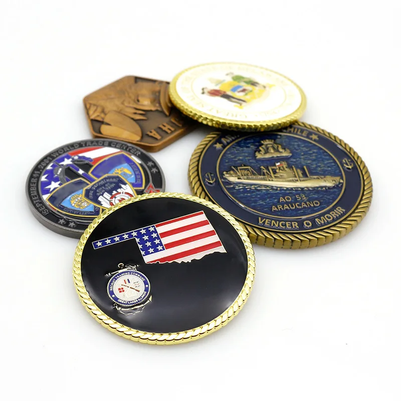 Wholesale no minimum custom anchor logo stamping embossed logo souvenir metal challenge coin