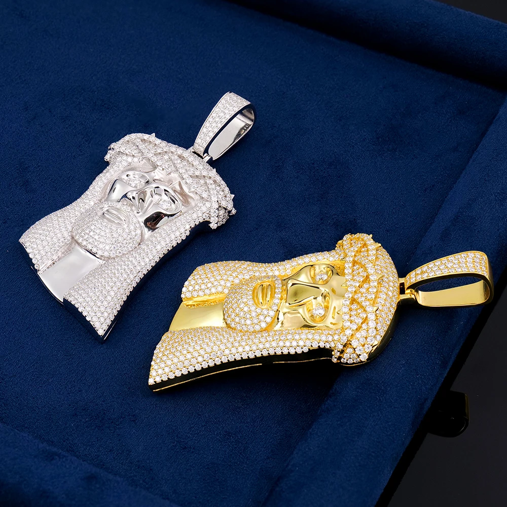 Custom Hip Hop Jewelry men sterling silver 925 iced out vvs diamond mossanite moissanite big jesus piece chain necklace pendant