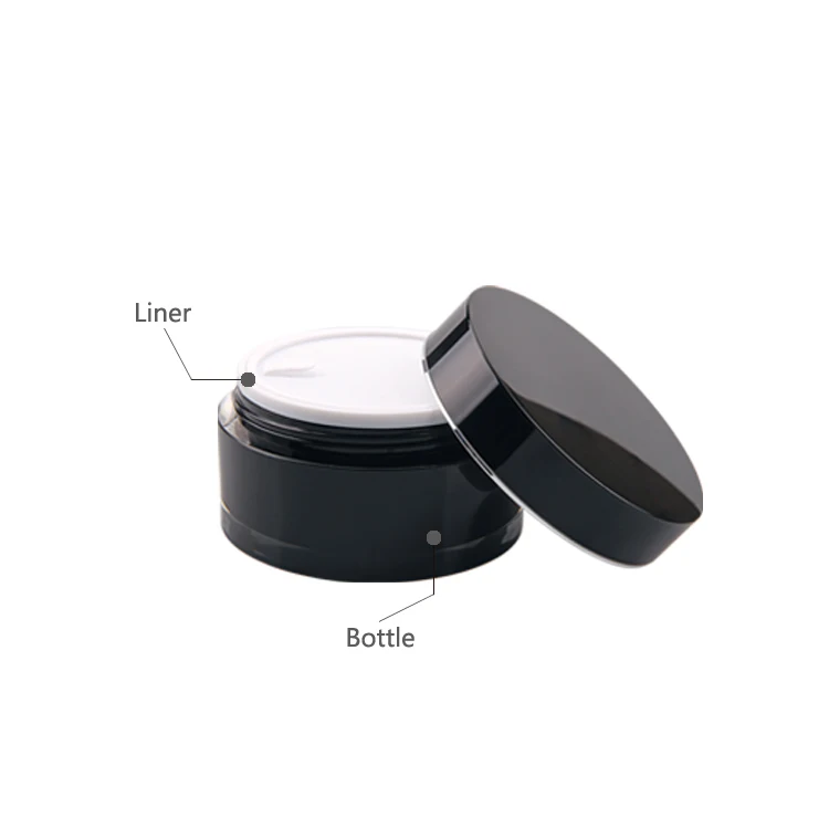 Skin care cream jar packaging custom 100g 200g acrylic jar cosmetic black acrylic cream jar