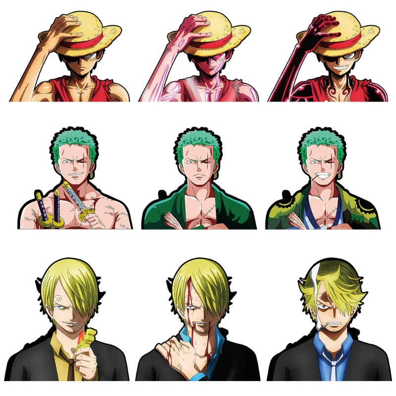 Wholesale Japanese Anime One Piece Luffy 3D Lenticular Phone Car Peeker Motion Sticker