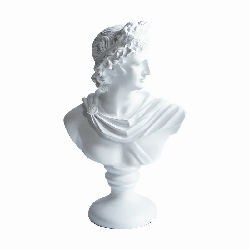 
Custom polyresin white sculpture Apollo bust head statue 