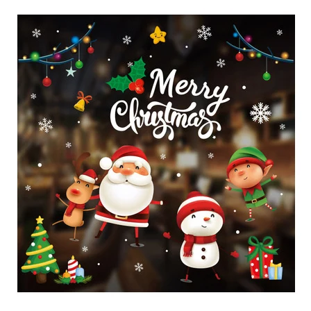 Рождественские украшения наклейки на стену и окно оптовая продажа Постер Санта-Клаус снеговик