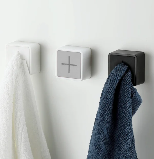 Square Towel Hooks Towel Adhesive Clips Cloth Hanger Rack Easy Removable Bathroom Kitchen Towel Hook