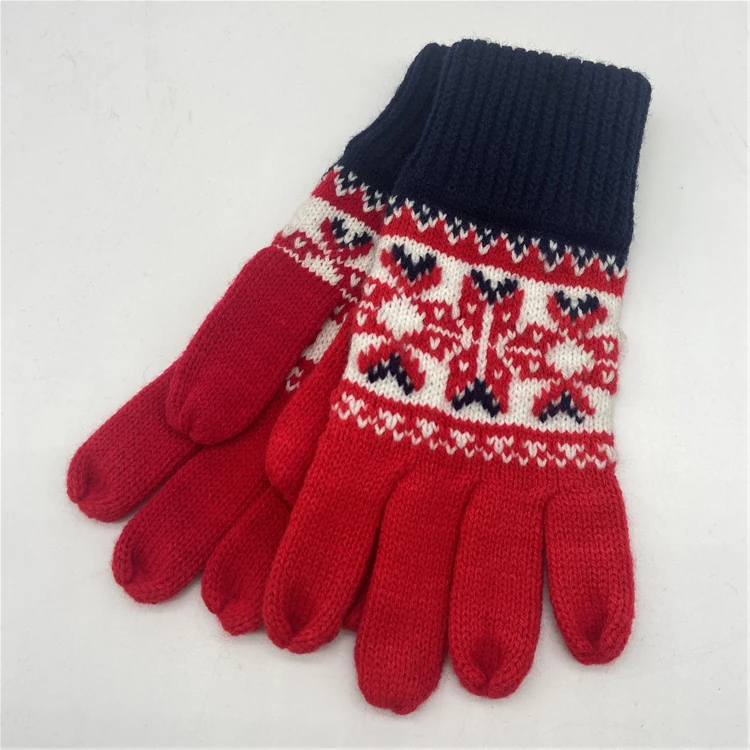New Arrival Custom Fitted Logo Wholesale Plush Jacquard Gloves