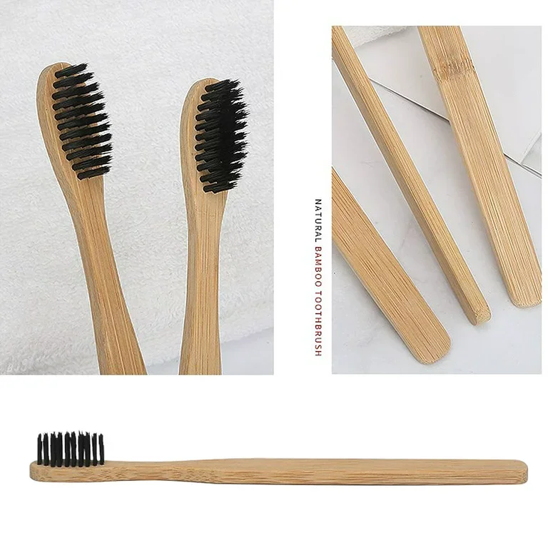 10 Pack BPA Free Soft Bristles Toothbrushes Eco-Friendly Compostable Natural Wooden Bamboo Toothbrush