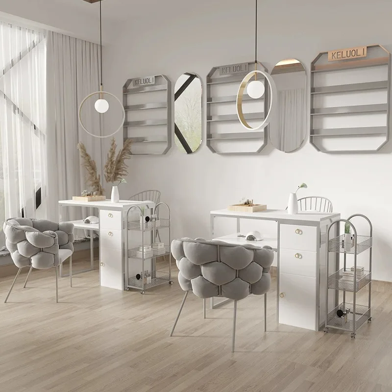 Station Salon Furniture Wood Nail Tables Nail Desk Manicure Table Factory Direct Nails Bar Customized Durable Modern 1pcs