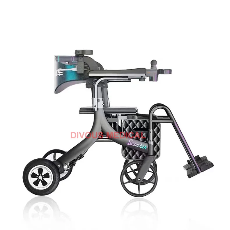 3 in 1Power Rollator Walker  Electric Wheelchair Transport Chair with Seat Multifunctional Walker-Driving Electric Scooter