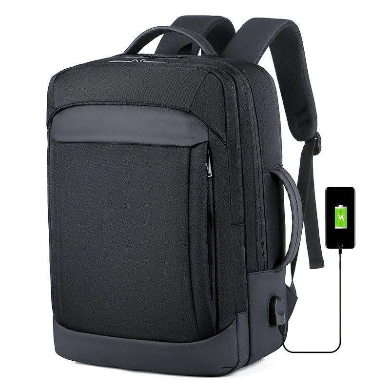 Custom multi purpose practical men college school daypack male functional travel business expandable backpack with USB