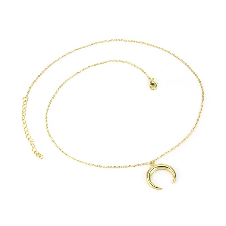 High Quality 925 Sterling Silver Jewelry Fashion Crescent Moon Pendants Necklaces 18K Gold Plated Necklaces for Women xupink