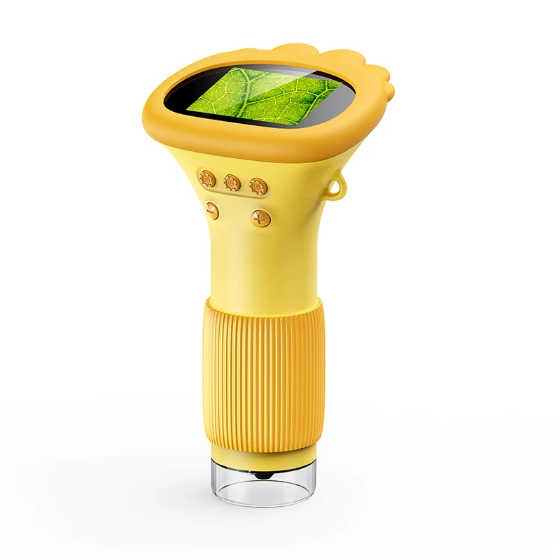 ALEEZI372 Stem Kid Toy Plastic Handheld Microscope 60-100X Kids Microscope Toy Kit Educational Mini Pocket ith LED Light Outdoor