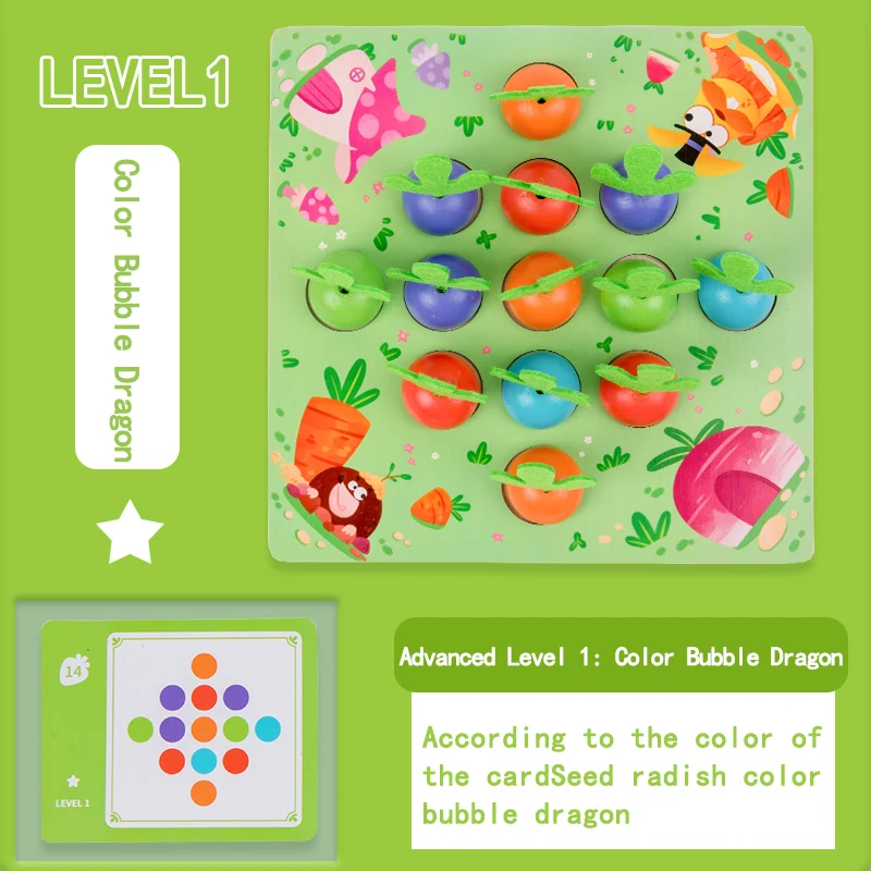 Wooden Carrot Harvest Toy Shape Sorting Matching Blocks Montessori Children Toys