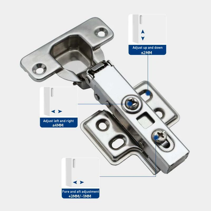 Removable Furniture Hinges Fully Cover Two-Way Cabinet Hinges Buffer Hydraulic Damping Wardrobe Door Spring Hinge Hardware