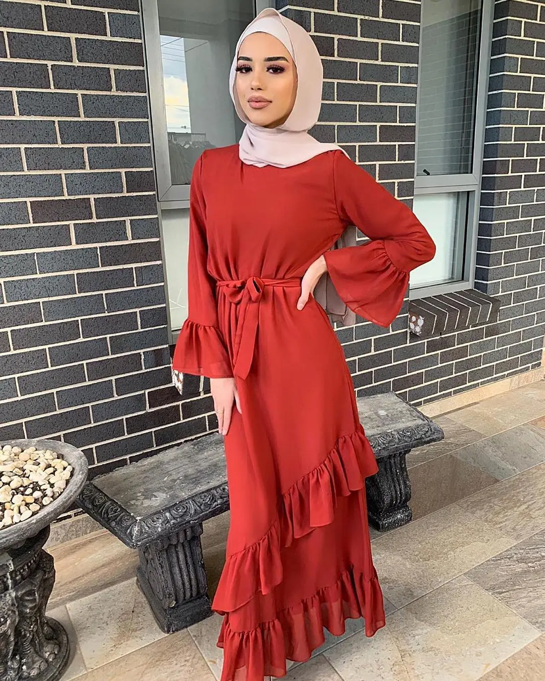 High quality Arab Turkish  middle east solid color muslim abaya  islamic robe  women clothing