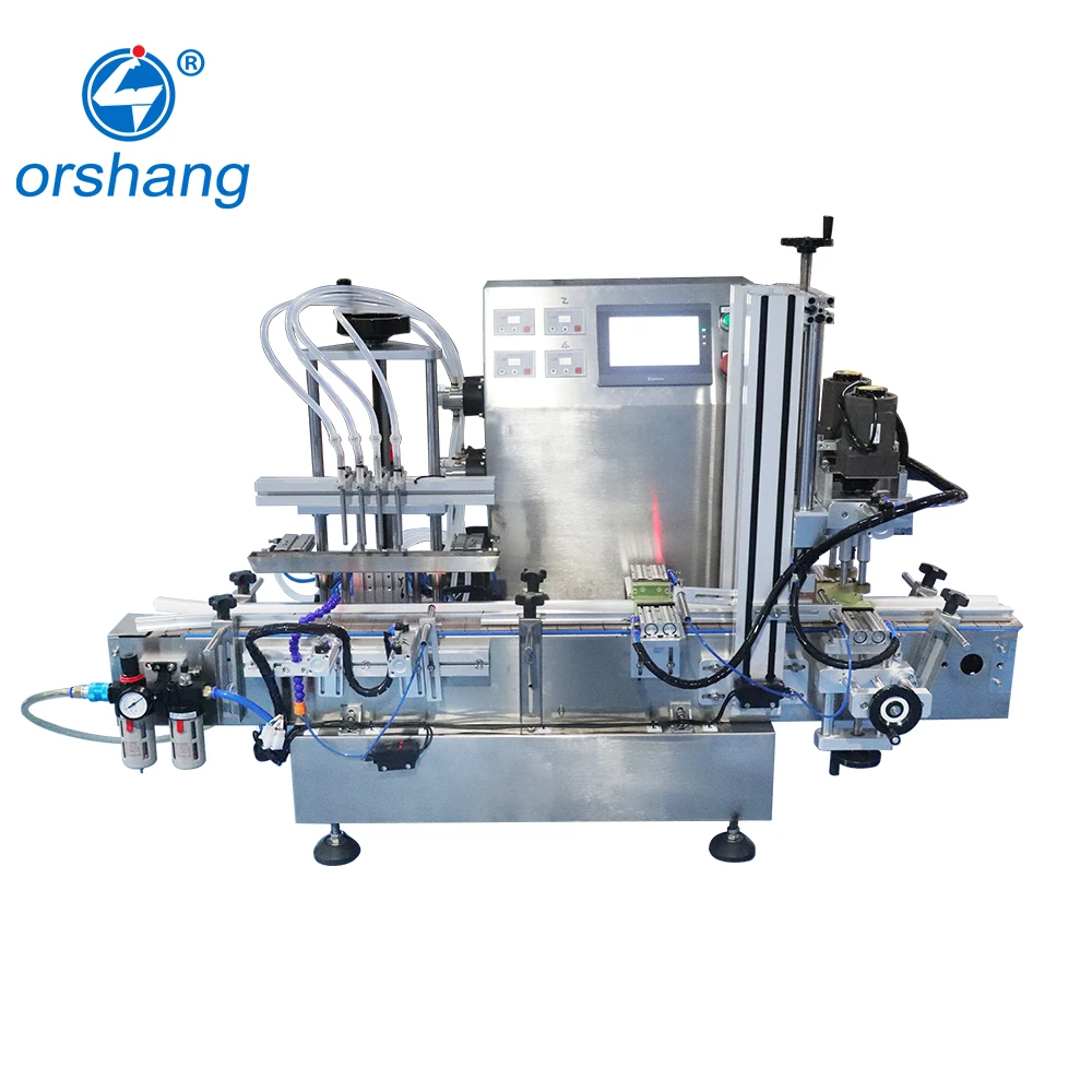 Orshang Table Top Desktop Automatic Liquid Filling Machine 4 Heads With Conveyor Belt For Perfume Filling Machine Water Filler