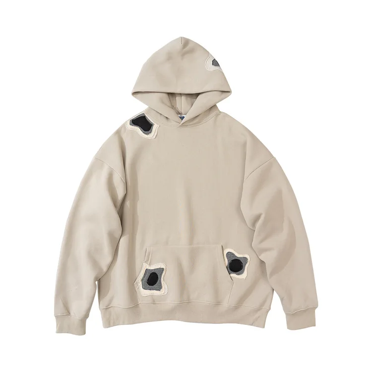 Customized autumn and winter new plush hoodie coat vintage American loose sweater