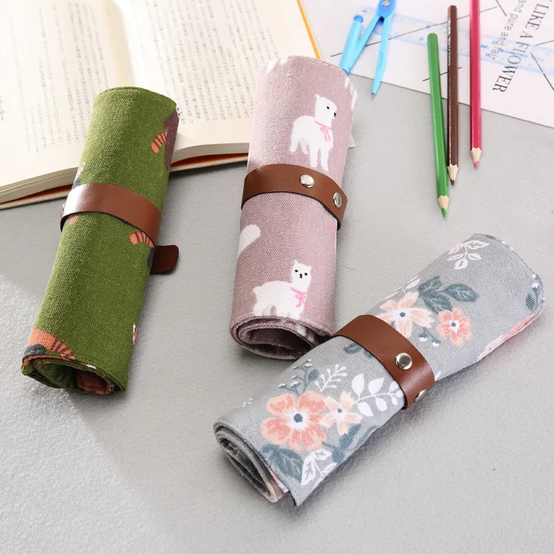 Fashion shutter pencil case canvas student pencil stationery box